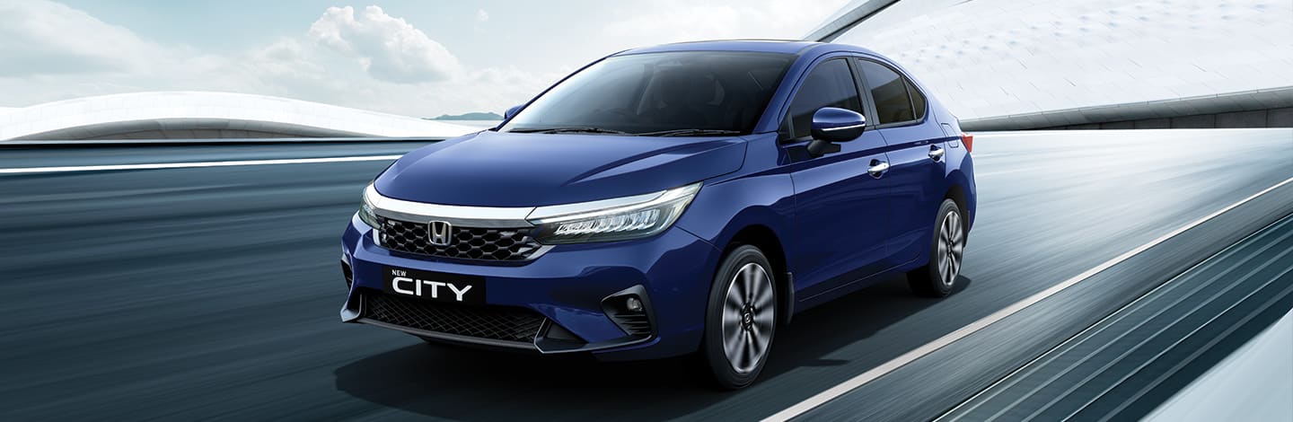 Honda City in blue, front view