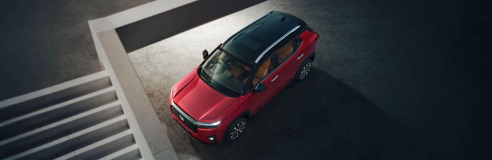 Red Honda Elevate seen from above
